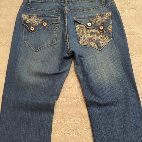 Mecca Femme USA Jeans Womens Vintage Straight Leg Size 13/14 Embroidered Denim - Picture 4 of 16